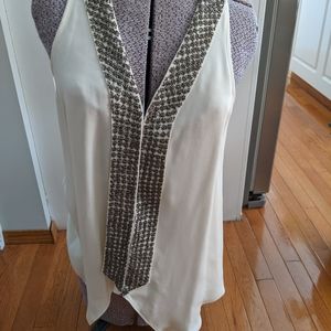 Parker silk ivory beaded vest size M